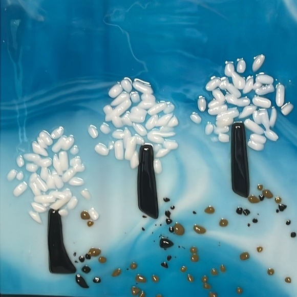 Trees on a Hillside Handmade Fused Art Glass Tile - Picture 2 of 4